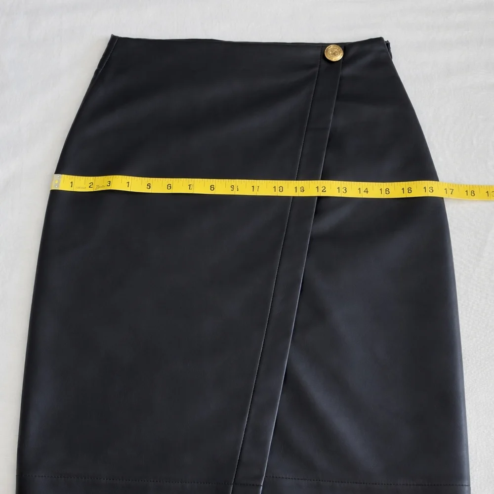 Bishop+Young Vegan Leather Wrap Pencil Skirt Slit Sculpting High Rise It Girl Sm - Picture 4 of 13